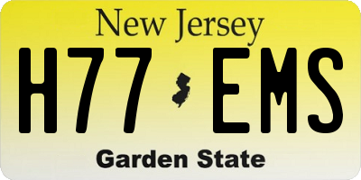NJ license plate H77EMS