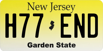 NJ license plate H77END