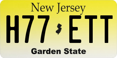 NJ license plate H77ETT