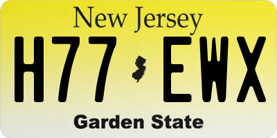 NJ license plate H77EWX