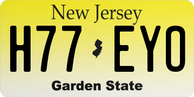 NJ license plate H77EYO