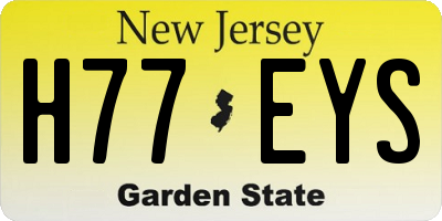 NJ license plate H77EYS