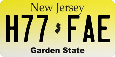 NJ license plate H77FAE
