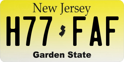 NJ license plate H77FAF