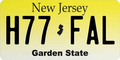 NJ license plate H77FAL