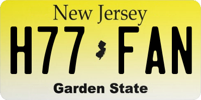 NJ license plate H77FAN