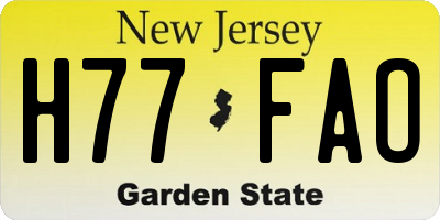 NJ license plate H77FAO
