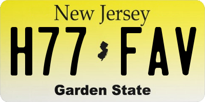 NJ license plate H77FAV