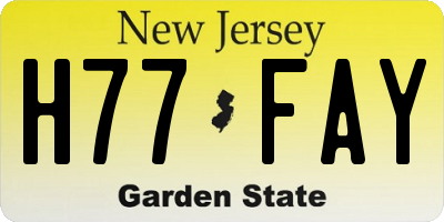 NJ license plate H77FAY
