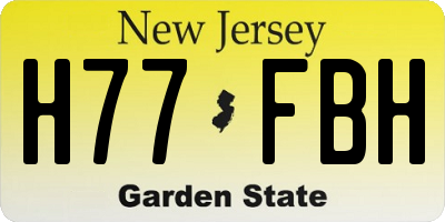 NJ license plate H77FBH