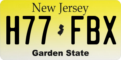 NJ license plate H77FBX