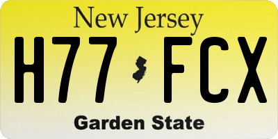 NJ license plate H77FCX
