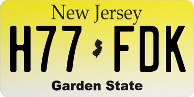 NJ license plate H77FDK