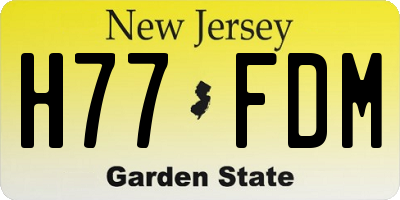 NJ license plate H77FDM