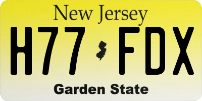 NJ license plate H77FDX