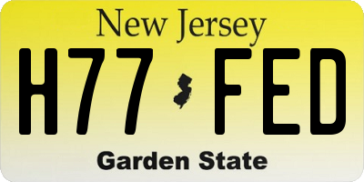 NJ license plate H77FED