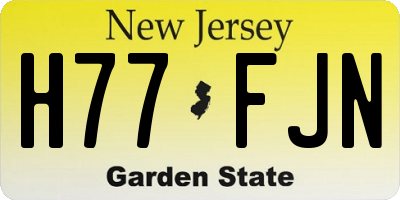 NJ license plate H77FJN