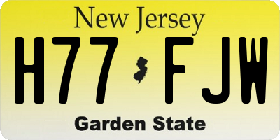 NJ license plate H77FJW