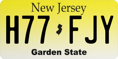 NJ license plate H77FJY