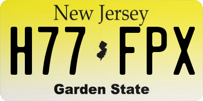 NJ license plate H77FPX