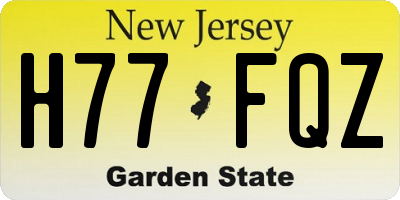 NJ license plate H77FQZ