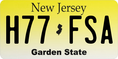 NJ license plate H77FSA