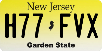 NJ license plate H77FVX