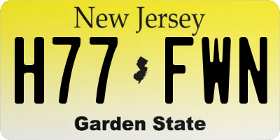 NJ license plate H77FWN