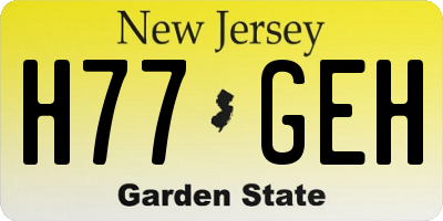 NJ license plate H77GEH