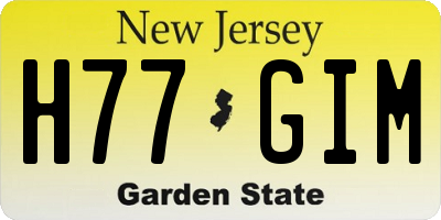 NJ license plate H77GIM