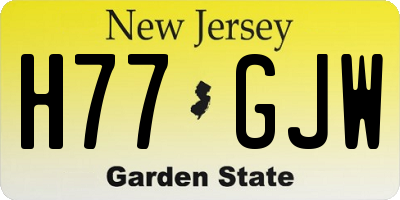 NJ license plate H77GJW
