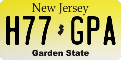 NJ license plate H77GPA
