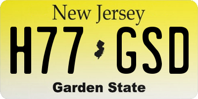 NJ license plate H77GSD
