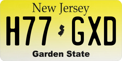 NJ license plate H77GXD