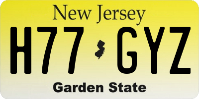 NJ license plate H77GYZ