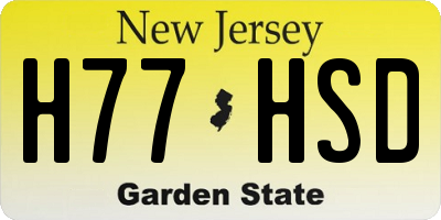 NJ license plate H77HSD