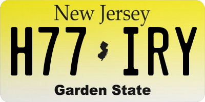 NJ license plate H77IRY