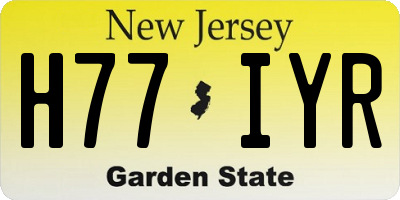NJ license plate H77IYR