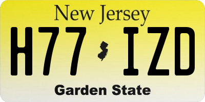NJ license plate H77IZD