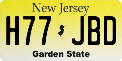NJ license plate H77JBD