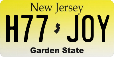 NJ license plate H77JOY
