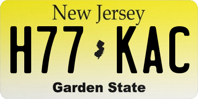 NJ license plate H77KAC