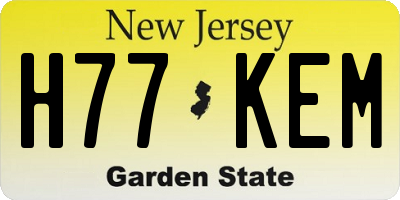 NJ license plate H77KEM