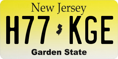 NJ license plate H77KGE