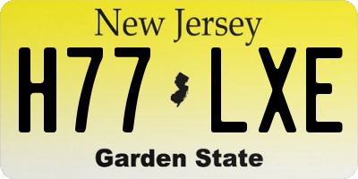 NJ license plate H77LXE