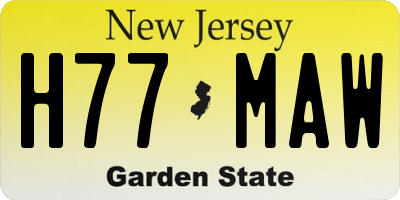 NJ license plate H77MAW