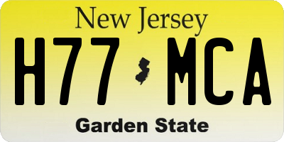 NJ license plate H77MCA