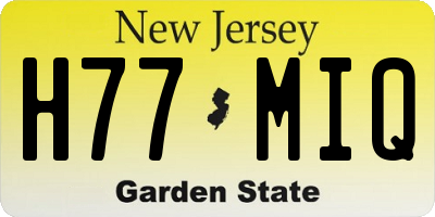 NJ license plate H77MIQ