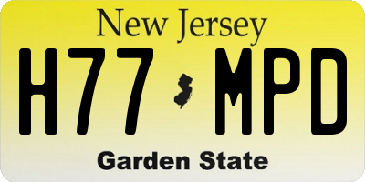 NJ license plate H77MPD