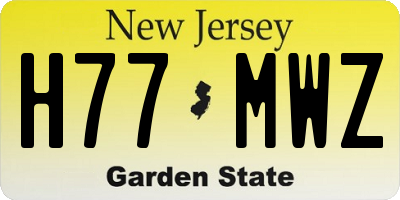 NJ license plate H77MWZ